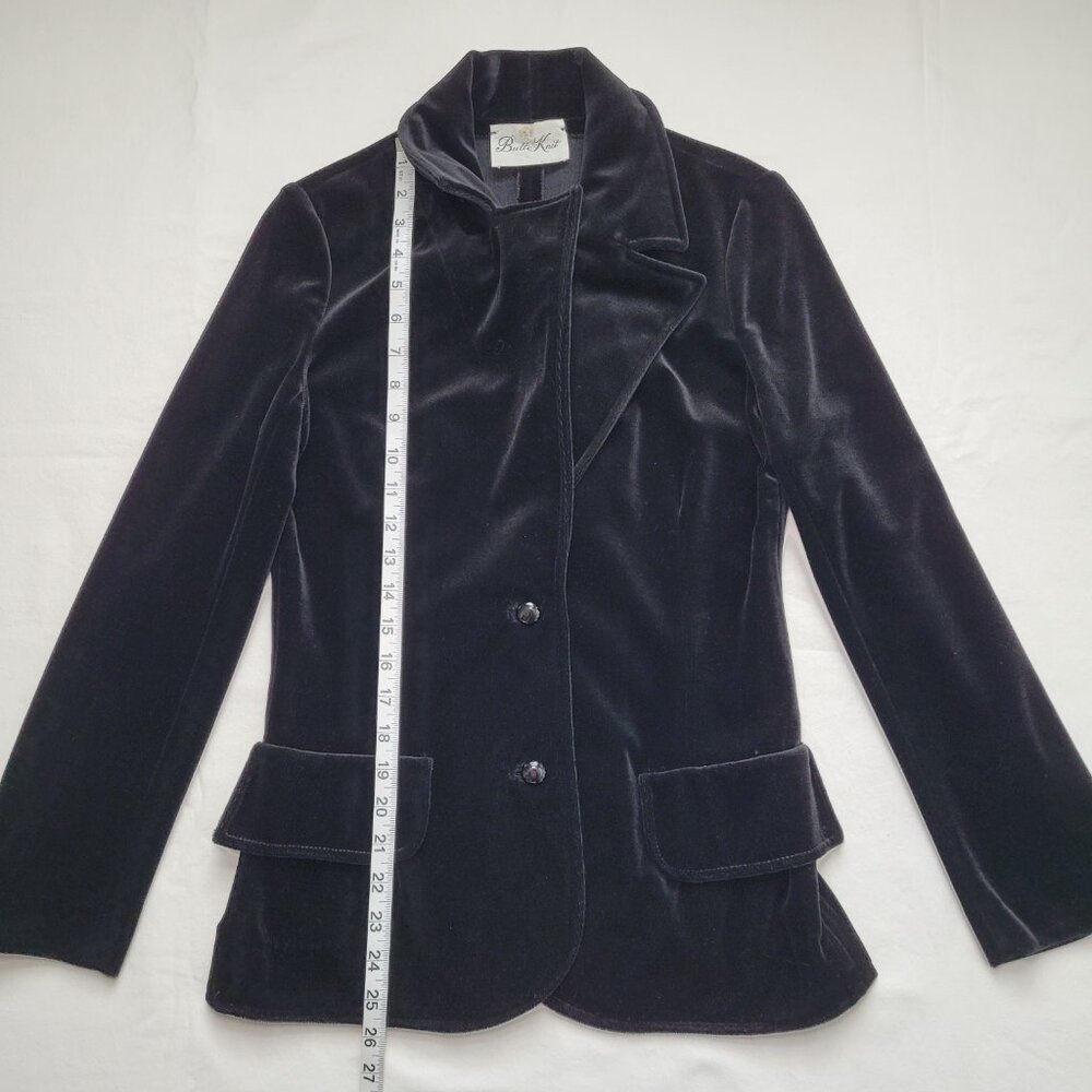 Butte Knit Vintage Black Velvet Blazer Jacket Womens 80s Retro Old Money - Picture 6 of 10